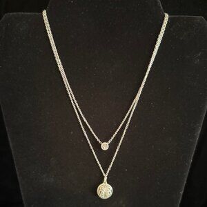 Lois Hill Sterling Rare Double Round Pendant Necklace.